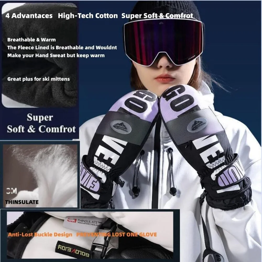 Winter Ski Purple Mittens
